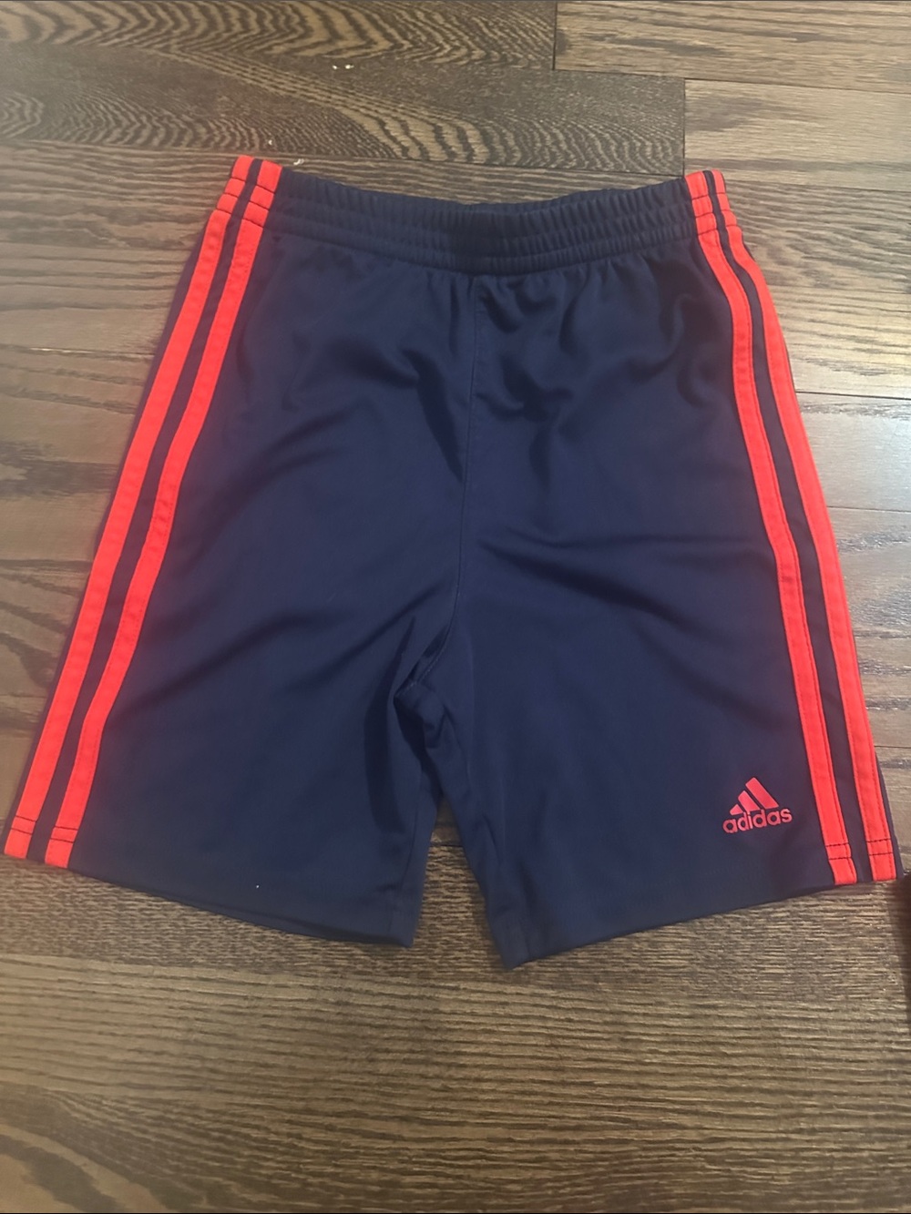 Adidas Navy Shorts with Red Side Stripes